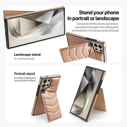 For Samsung Galaxy S24 Ultra Magnetic Case Down Coat Style Leather+TPU Kickstand Phone Cover