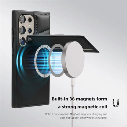 For Samsung Galaxy S24 Ultra Magnetic Case Down Coat Style Leather+TPU Kickstand Phone Cover
