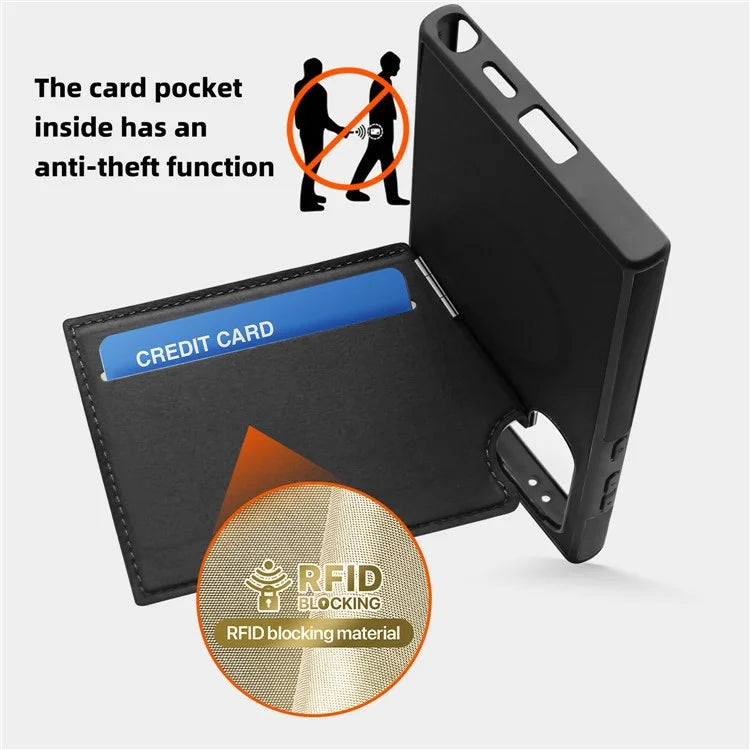 For Samsung Galaxy S24 Ultra Magnetic Case Down Coat Style Leather+TPU Kickstand Phone Cover