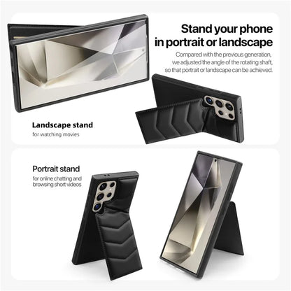 For Samsung Galaxy S24 Ultra Magnetic Case Down Coat Style Leather+TPU Kickstand Phone Cover