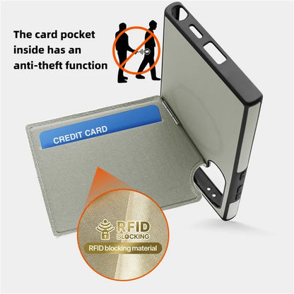 For Samsung Galaxy S24 Ultra Magnetic Case Down Coat Style Leather+TPU Kickstand Phone Cover