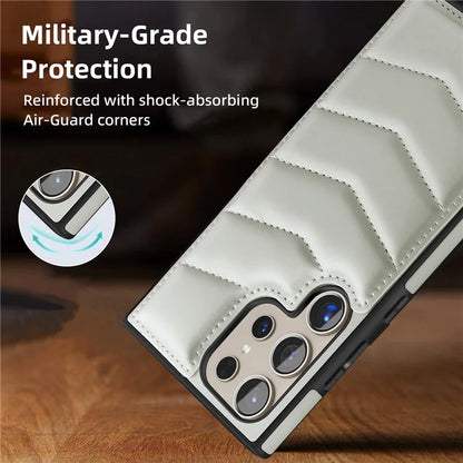 For Samsung Galaxy S24 Ultra Magnetic Case Down Coat Style Leather+TPU Kickstand Phone Cover