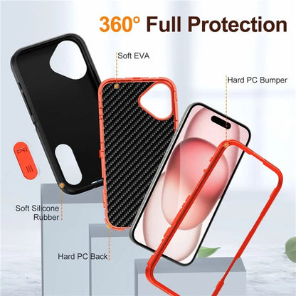 For iPhone 16 Case PC+Silicone+EVA Kickstand Drop-Proof Phone Cover