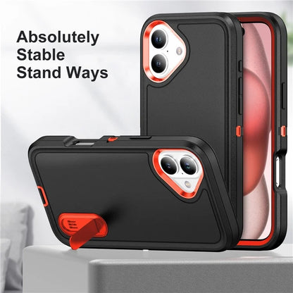For iPhone 16 Case PC+Silicone+EVA Kickstand Drop-Proof Phone Cover