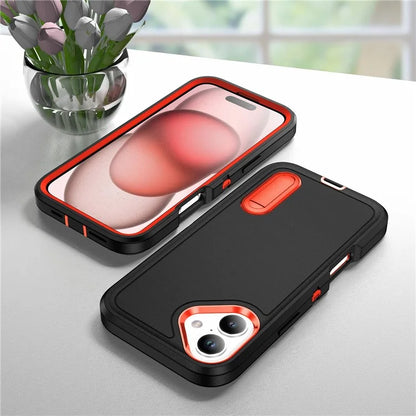 For iPhone 16 Case PC+Silicone+EVA Kickstand Drop-Proof Phone Cover