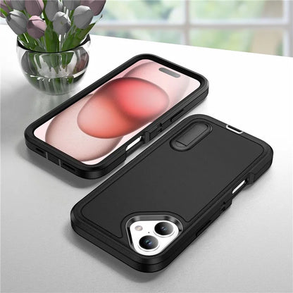 For iPhone 16 Case PC+Silicone+EVA Kickstand Drop-Proof Phone Cover