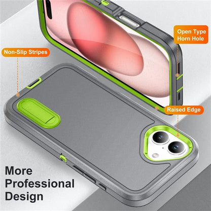 For iPhone 16 Case PC+Silicone+EVA Kickstand Drop-Proof Phone Cover