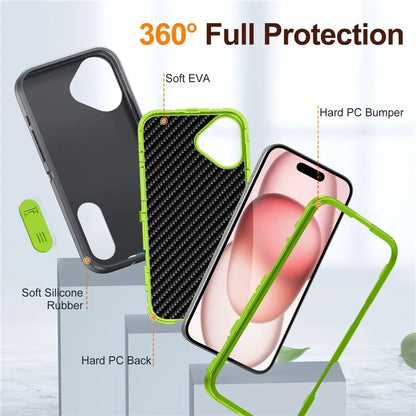 For iPhone 16 Case PC+Silicone+EVA Kickstand Drop-Proof Phone Cover