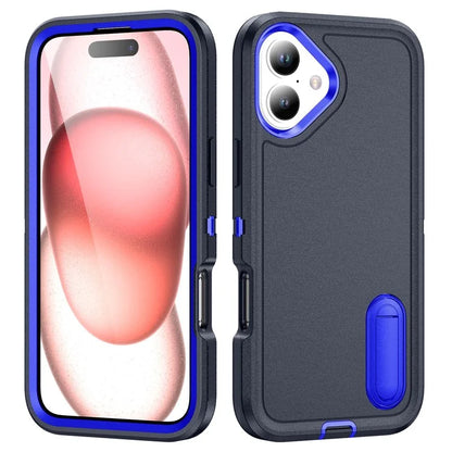 For iPhone 16 Case PC+Silicone+EVA Kickstand Drop-Proof Phone Cover
