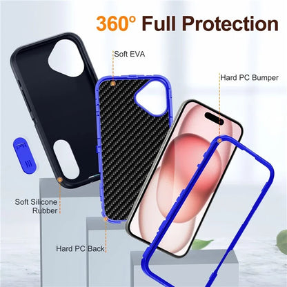 For iPhone 16 Case PC+Silicone+EVA Kickstand Drop-Proof Phone Cover