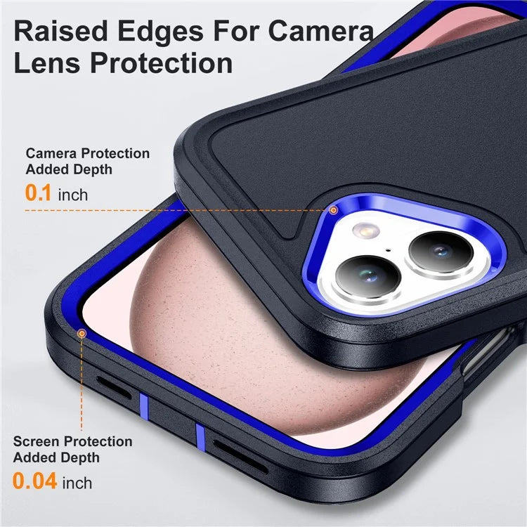 For iPhone 16 Case PC+Silicone+EVA Kickstand Drop-Proof Phone Cover