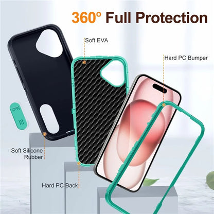 For iPhone 16 Case PC+Silicone+EVA Kickstand Drop-Proof Phone Cover