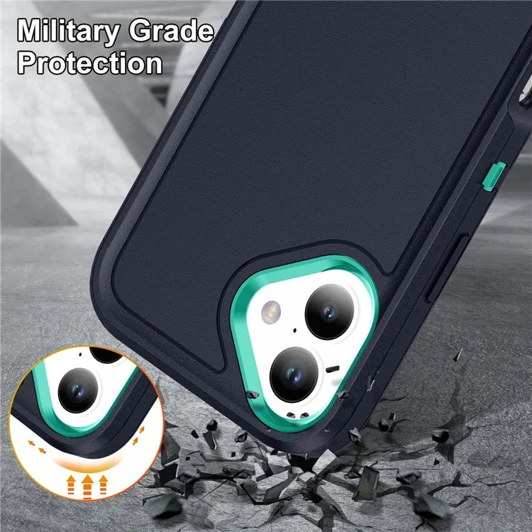 For iPhone 16 Case PC+Silicone+EVA Kickstand Drop-Proof Phone Cover