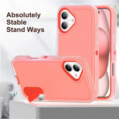 For iPhone 16 Case PC+Silicone+EVA Kickstand Drop-Proof Phone Cover