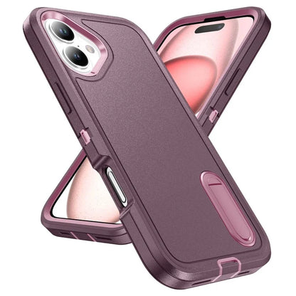 For iPhone 16 Case PC+Silicone+EVA Kickstand Drop-Proof Phone Cover