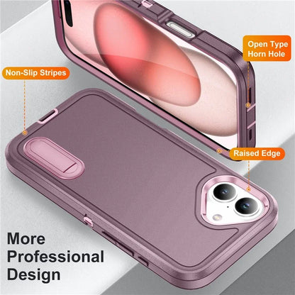 For iPhone 16 Case PC+Silicone+EVA Kickstand Drop-Proof Phone Cover