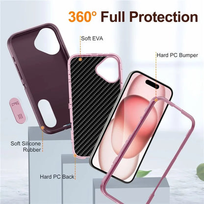 For iPhone 16 Case PC+Silicone+EVA Kickstand Drop-Proof Phone Cover