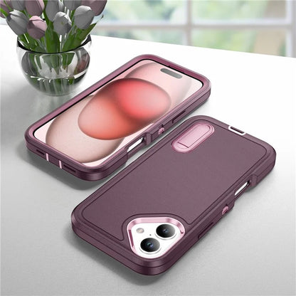 For iPhone 16 Case PC+Silicone+EVA Kickstand Drop-Proof Phone Cover
