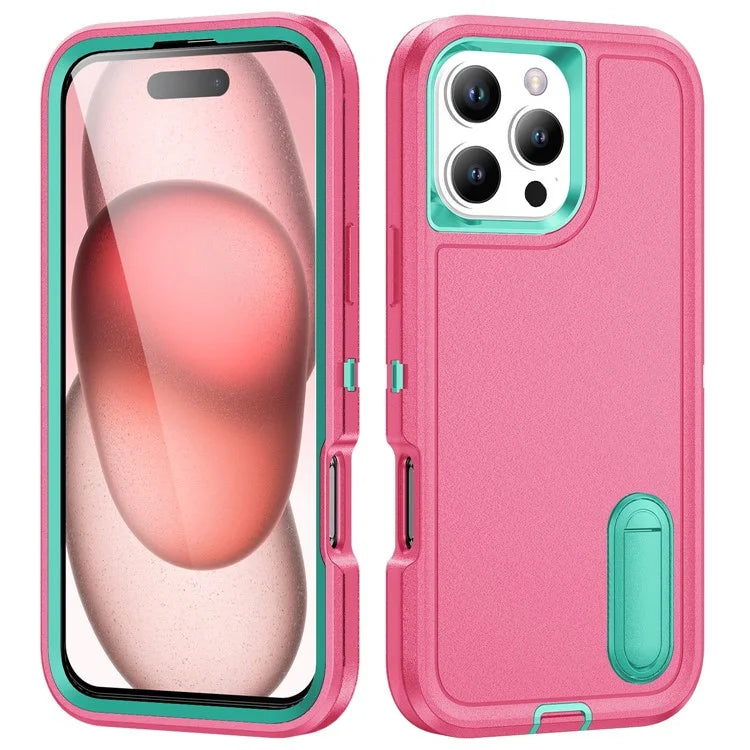 For iPhone 16 Pro Max Case Kickstand Shockproof PC+Silicone+EVA Phone Cover