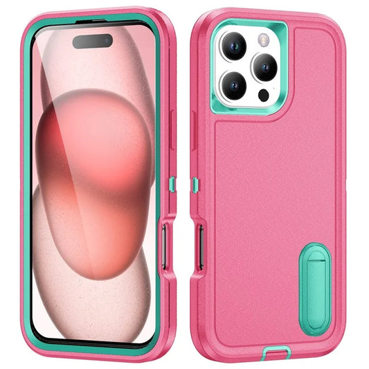 For iPhone 16 Pro Max Case Kickstand Shockproof PC+Silicone+EVA Phone Cover