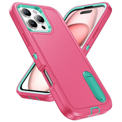 For iPhone 16 Pro Max Case Kickstand Shockproof PC+Silicone+EVA Phone Cover