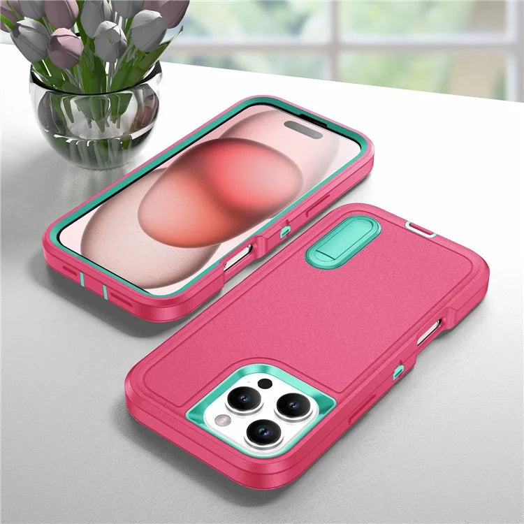 For iPhone 16 Pro Max Case Kickstand Shockproof PC+Silicone+EVA Phone Cover