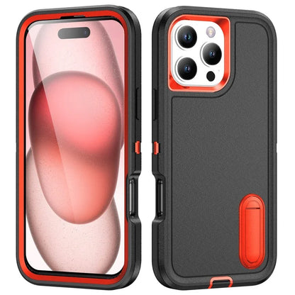 For iPhone 16 Pro Max Case Kickstand Shockproof PC+Silicone+EVA Phone Cover