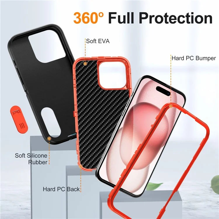 For iPhone 16 Pro Max Case Kickstand Shockproof PC+Silicone+EVA Phone Cover