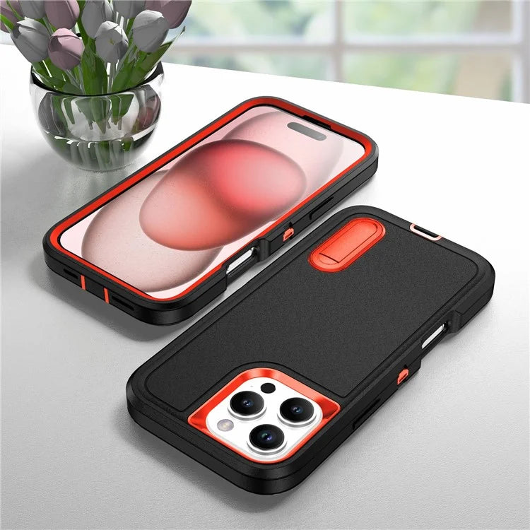 For iPhone 16 Pro Max Case Kickstand Shockproof PC+Silicone+EVA Phone Cover