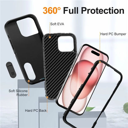 For iPhone 16 Pro Max Case Kickstand Shockproof PC+Silicone+EVA Phone Cover