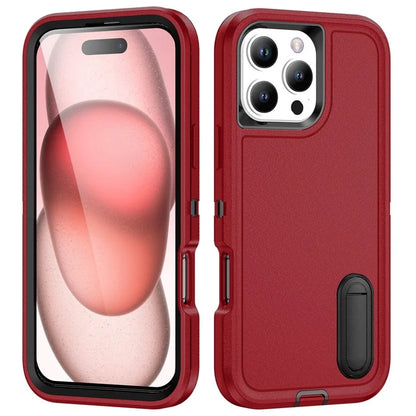 For iPhone 16 Pro Max Case Kickstand Shockproof PC+Silicone+EVA Phone Cover