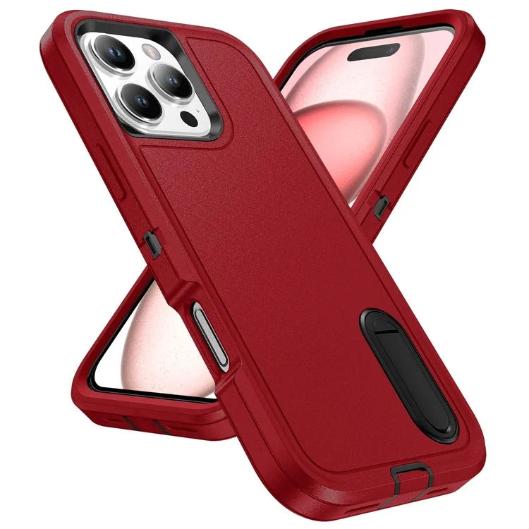 For iPhone 16 Pro Max Case Kickstand Shockproof PC+Silicone+EVA Phone Cover