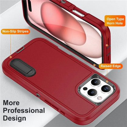 For iPhone 16 Pro Max Case Kickstand Shockproof PC+Silicone+EVA Phone Cover
