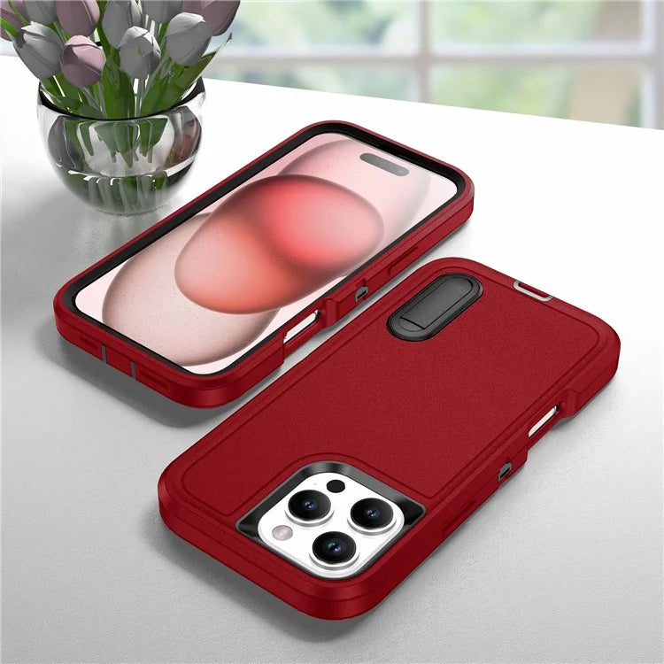 For iPhone 16 Pro Max Case Kickstand Shockproof PC+Silicone+EVA Phone Cover