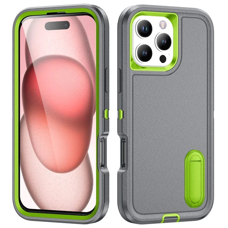 For iPhone 16 Pro Max Case Kickstand Shockproof PC+Silicone+EVA Phone Cover