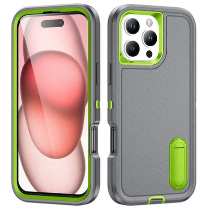 For iPhone 16 Pro Max Case Kickstand Shockproof PC+Silicone+EVA Phone Cover