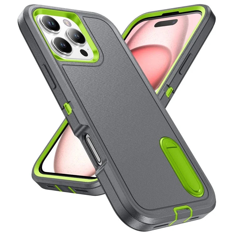 For iPhone 16 Pro Max Case Kickstand Shockproof PC+Silicone+EVA Phone Cover
