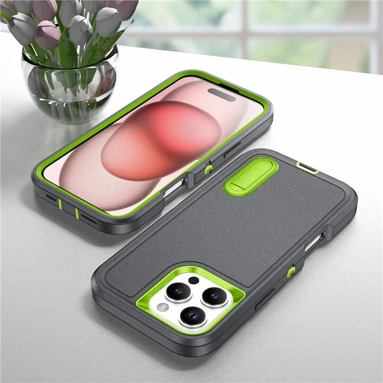For iPhone 16 Pro Max Case Kickstand Shockproof PC+Silicone+EVA Phone Cover