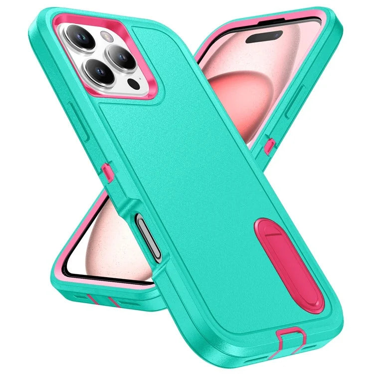 For iPhone 16 Pro Max Case Kickstand Shockproof PC+Silicone+EVA Phone Cover
