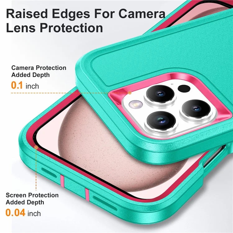 For iPhone 16 Pro Max Case Kickstand Shockproof PC+Silicone+EVA Phone Cover