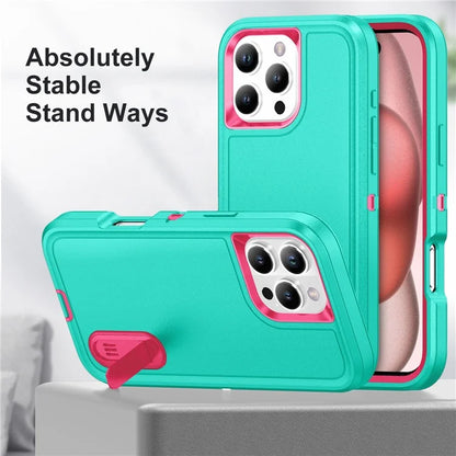 For iPhone 16 Pro Max Case Kickstand Shockproof PC+Silicone+EVA Phone Cover