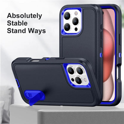For iPhone 16 Pro Max Case Kickstand Shockproof PC+Silicone+EVA Phone Cover