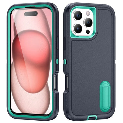 For iPhone 16 Pro Max Case Kickstand Shockproof PC+Silicone+EVA Phone Cover