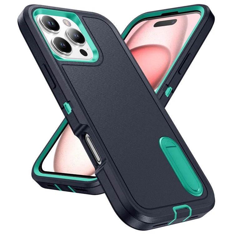 For iPhone 16 Pro Max Case Kickstand Shockproof PC+Silicone+EVA Phone Cover