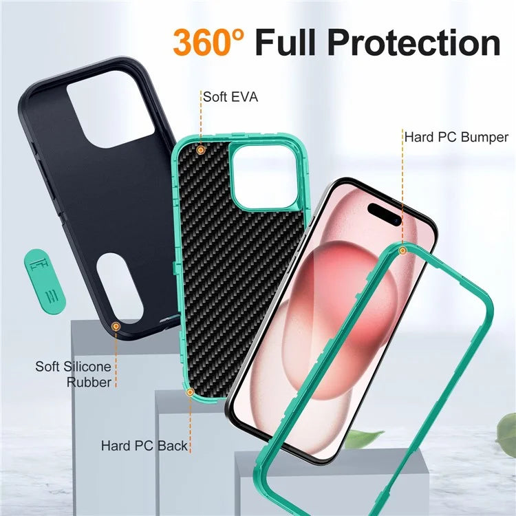For iPhone 16 Pro Max Case Kickstand Shockproof PC+Silicone+EVA Phone Cover