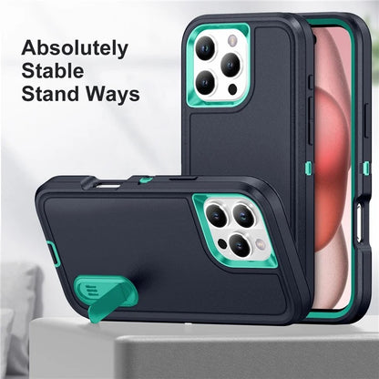 For iPhone 16 Pro Max Case Kickstand Shockproof PC+Silicone+EVA Phone Cover