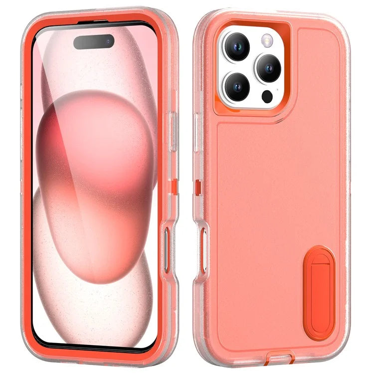 For iPhone 16 Pro Max Case Kickstand Shockproof PC+Silicone+EVA Phone Cover