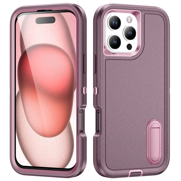 For iPhone 16 Pro Max Case Kickstand Shockproof PC+Silicone+EVA Phone Cover