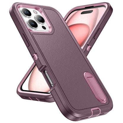 For iPhone 16 Pro Max Case Kickstand Shockproof PC+Silicone+EVA Phone Cover