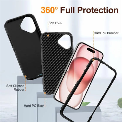 For iPhone 16 Plus Case PC+Silicone+EVA 3-in-1 Shockproof Phone Cover